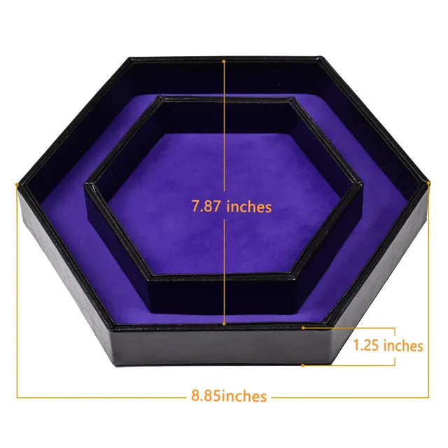 Hex dice storage and rolling tray - purple