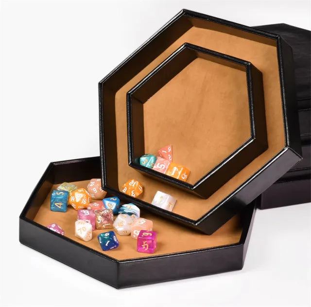 Hex dice storage and rolling tray - ochre