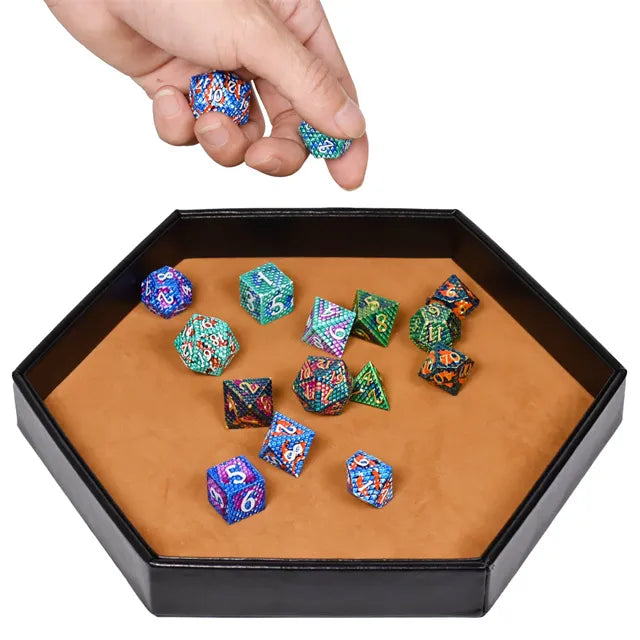 Hex dice storage and rolling tray - ochre