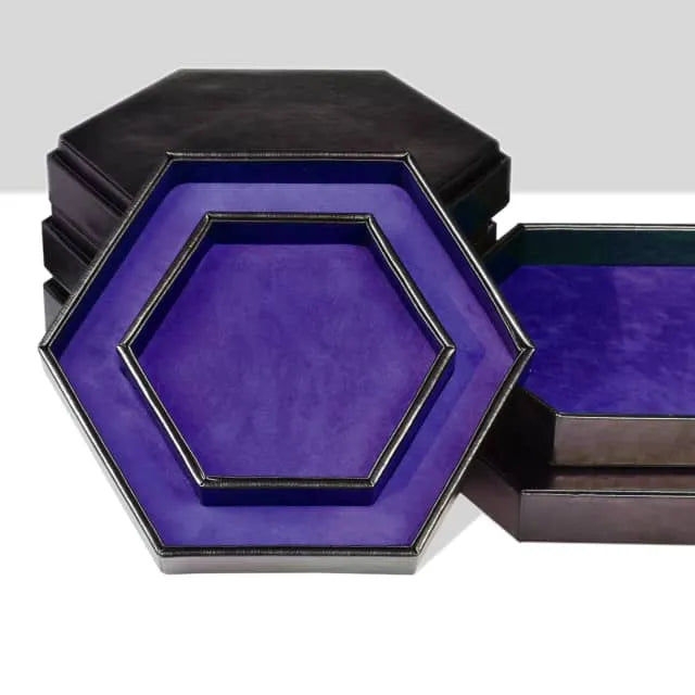 Hex dice storage and rolling tray - purple
