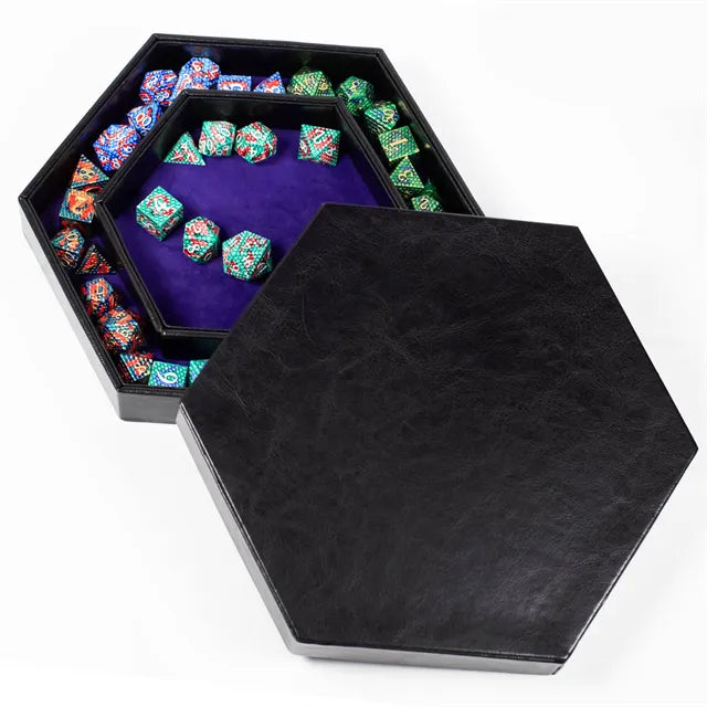 Hex dice storage and rolling tray - purple