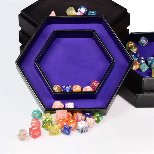 Hex dice storage and rolling tray - purple